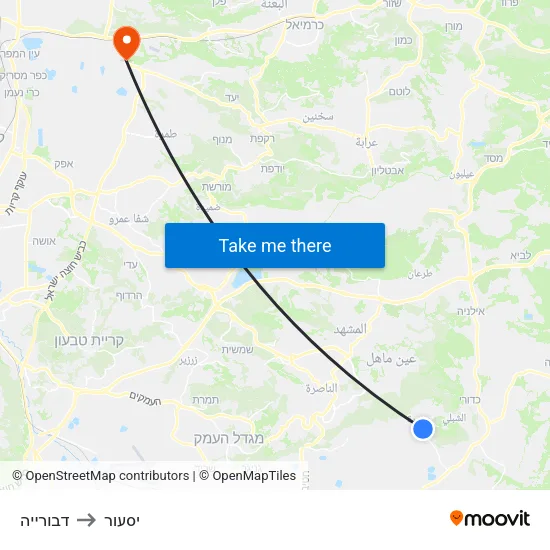 דבורייה to יסעור map
