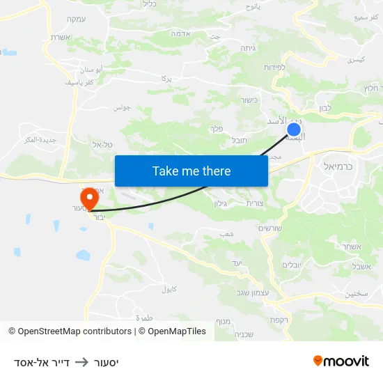 דייר אל-אסד to יסעור map
