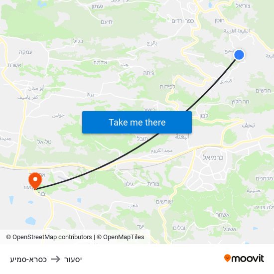 כסרא-סמיע to יסעור map