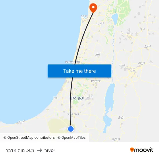 מ.א. נווה מדבר to יסעור map