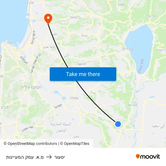 מ.א. עמק המעיינות to יסעור map
