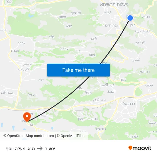 מ.א. מעלה יוסף to יסעור map