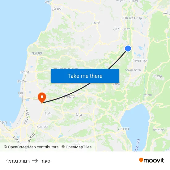 רמות נפתלי to יסעור map