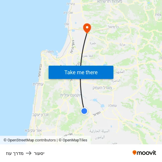 מדרך עוז to יסעור map