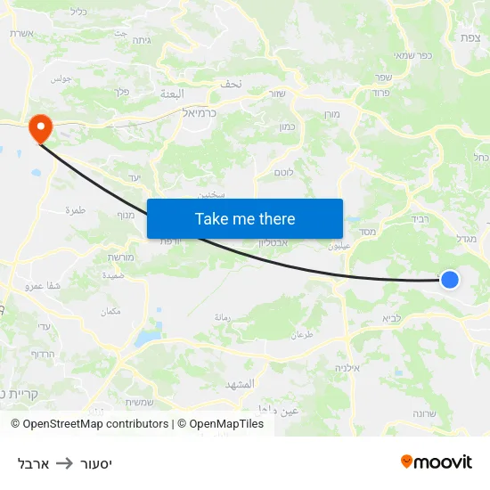 ארבל to יסעור map