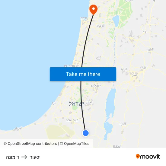 דימונה to יסעור map