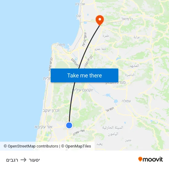 רגבים to יסעור map