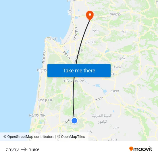 ערערה to יסעור map
