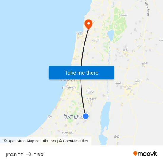 הר חברון to יסעור map