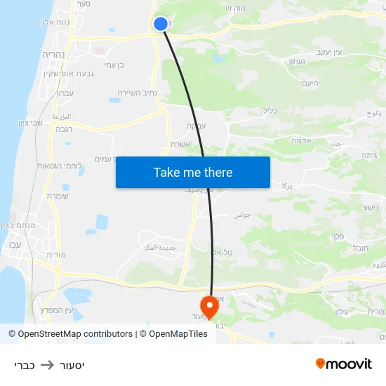 כברי to יסעור map