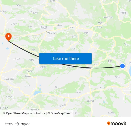 מגדל to יסעור map