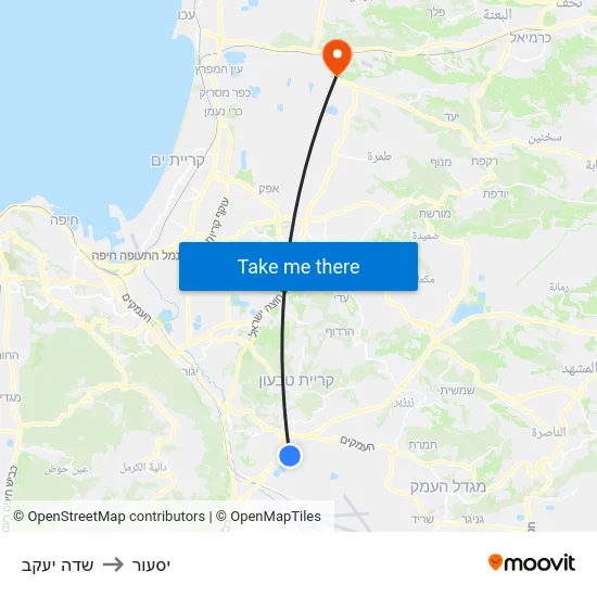 שדה יעקב to יסעור map