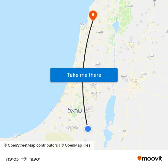 כסיפה to יסעור map