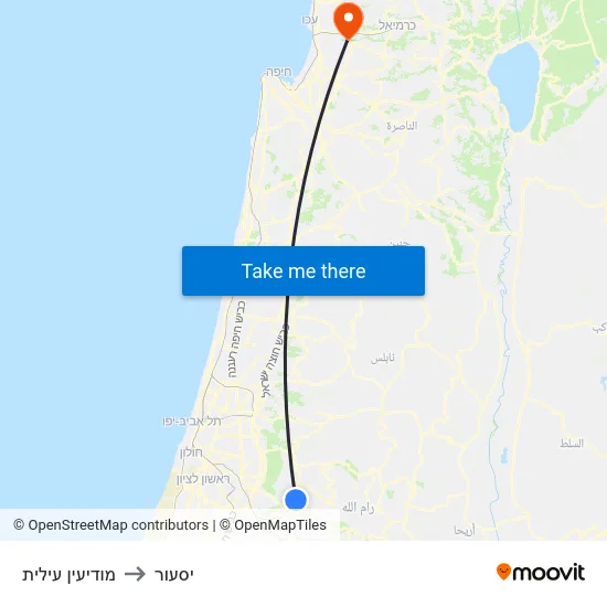 מודיעין עילית to יסעור map