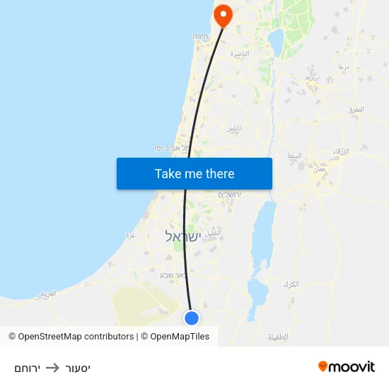 ירוחם to יסעור map