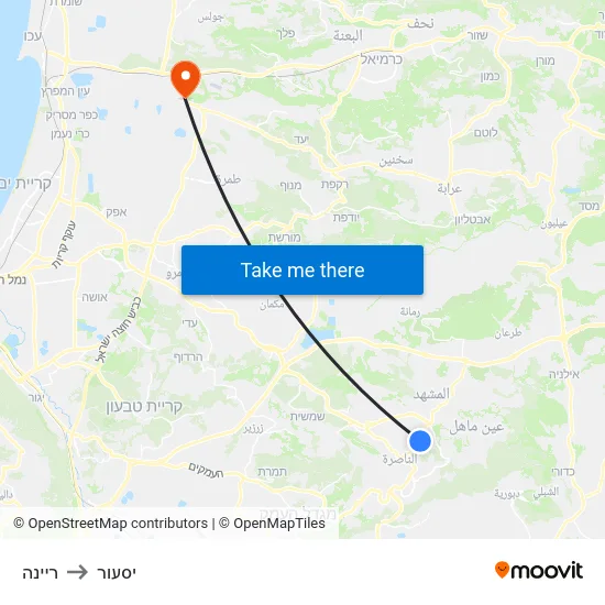 ריינה to יסעור map