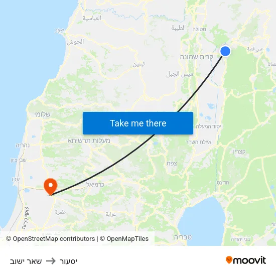 שאר ישוב to יסעור map