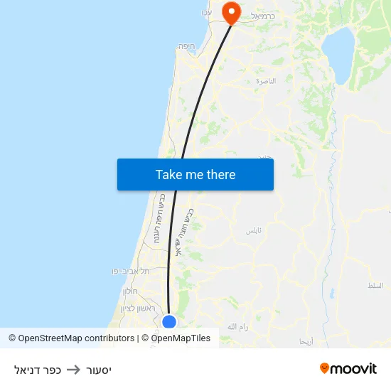 כפר דניאל to יסעור map