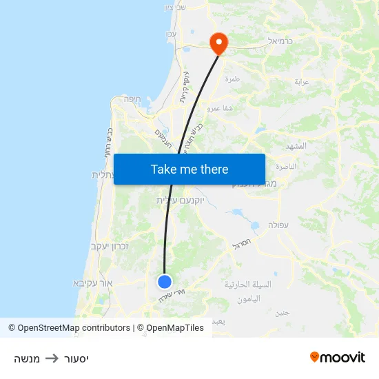 מנשה to יסעור map