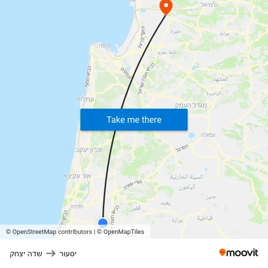 שדה יצחק to יסעור map