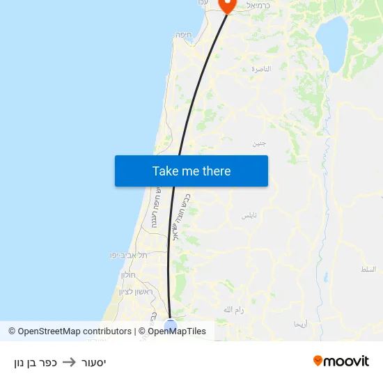 כפר בן נון to יסעור map