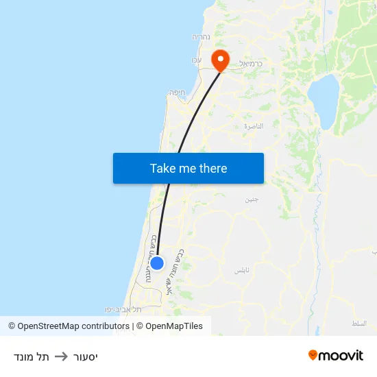 תל מונד to יסעור map