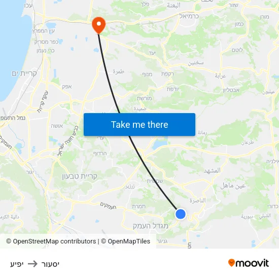 יפיע to יסעור map