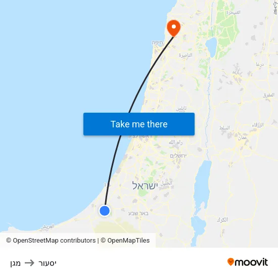 מגן to יסעור map