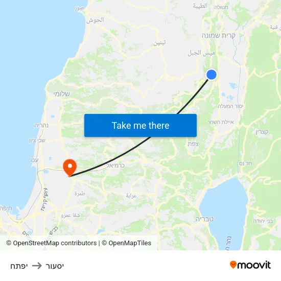 יפתח to יסעור map