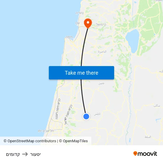 קדומים to יסעור map