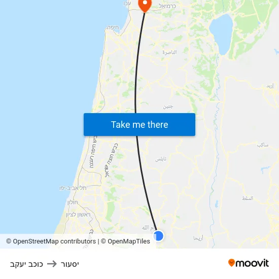 כוכב יעקב to יסעור map
