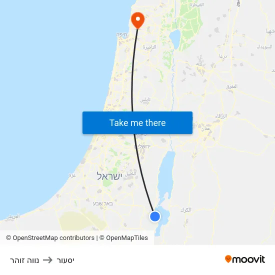 נווה זוהר to יסעור map