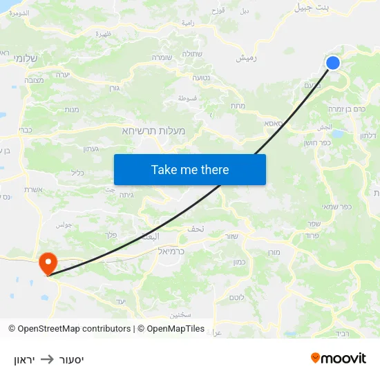 יראון to יסעור map