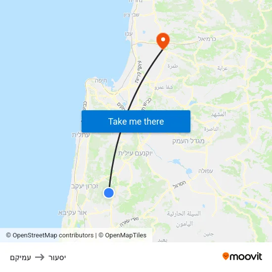 עמיקם to יסעור map