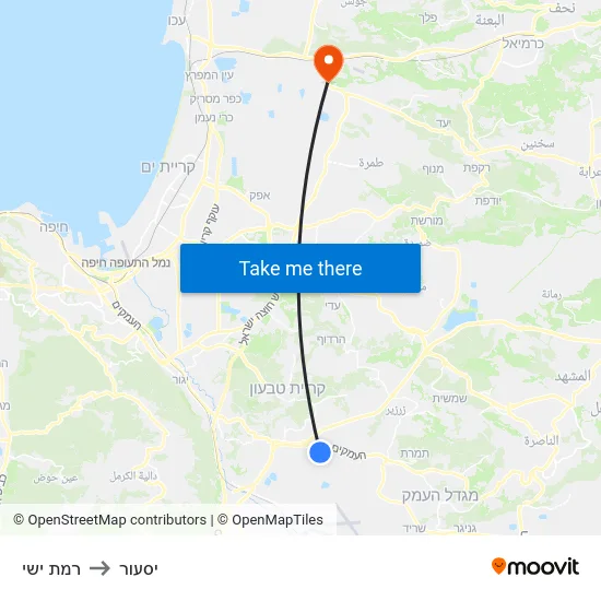 רמת ישי to יסעור map
