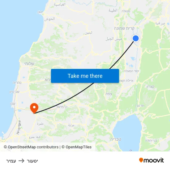 עמיר to יסעור map