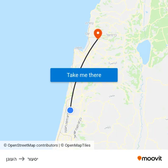 העוגן to יסעור map