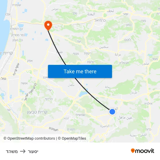 משהד to יסעור map