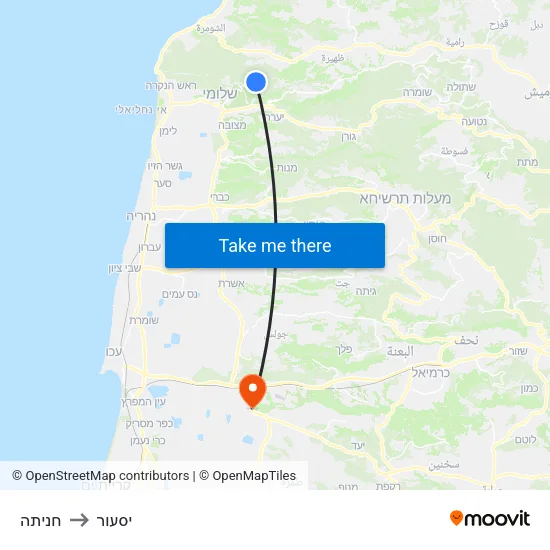 חניתה to יסעור map