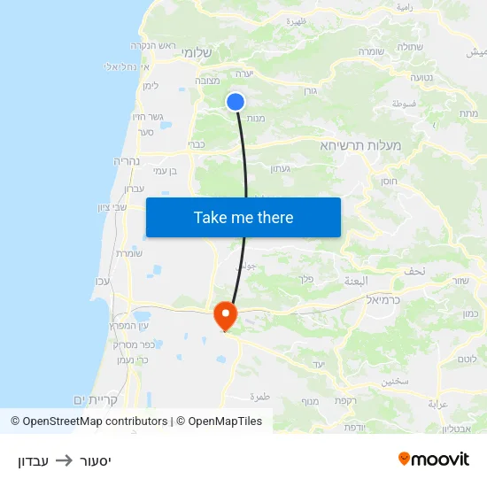 עבדון to יסעור map