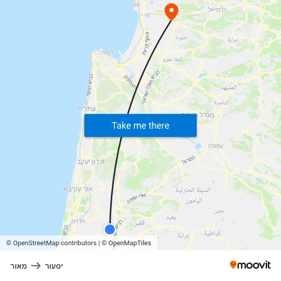 מאור to יסעור map