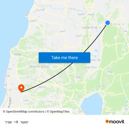שניר to יסעור map