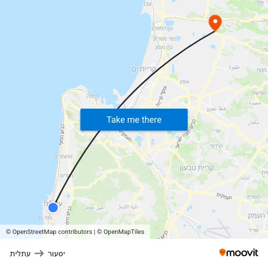 עתלית to יסעור map