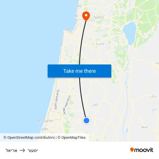 אריאל to יסעור map