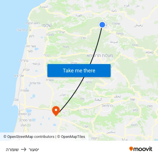 שומרה to יסעור map