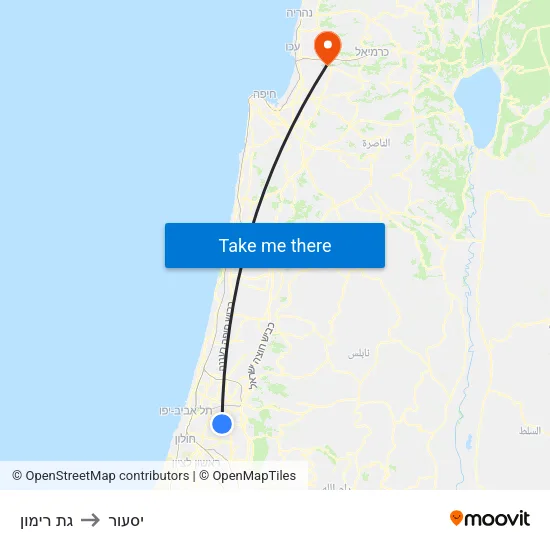 גת רימון to יסעור map