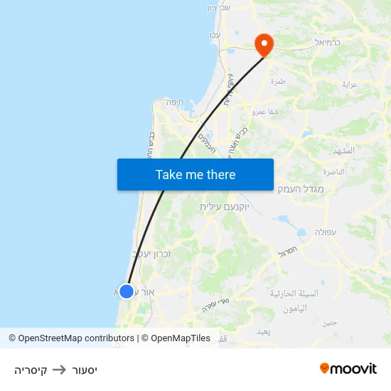 קיסריה to יסעור map