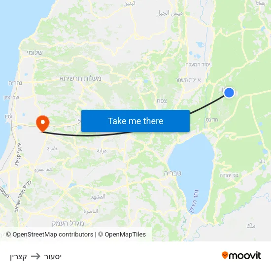קצרין to יסעור map