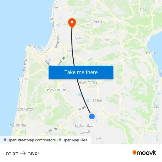 דבורה to יסעור map