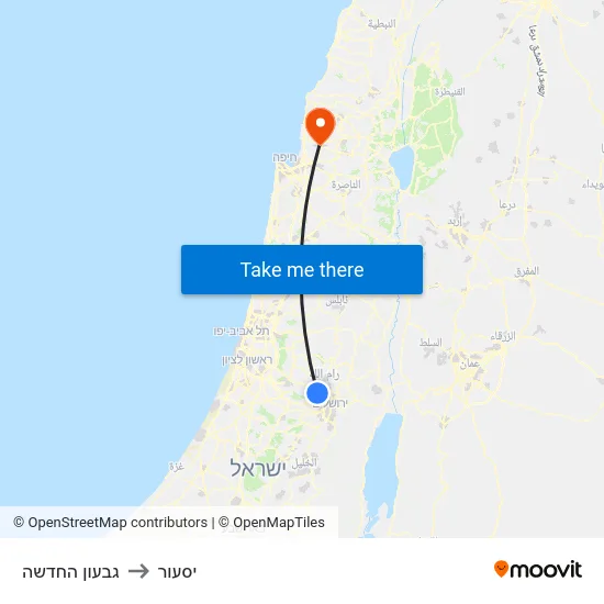 גבעון החדשה to יסעור map